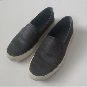 Vince Gray Calf Hair Slip On Sneakers